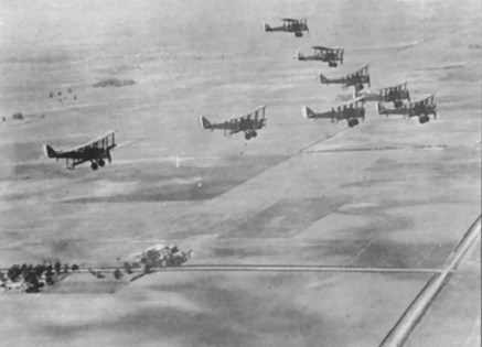 Dh4s Flying In A Wedge Shaped Formation.These Are Post War US Built DH 4Ms,