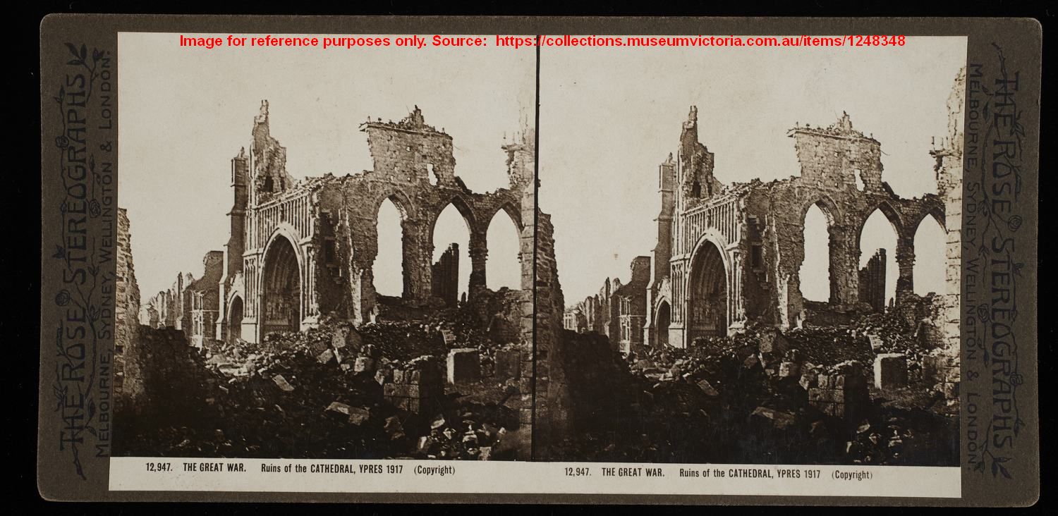 THE GREAT WAR. Ruins of the CATHEDRAL, YPRES 1917
