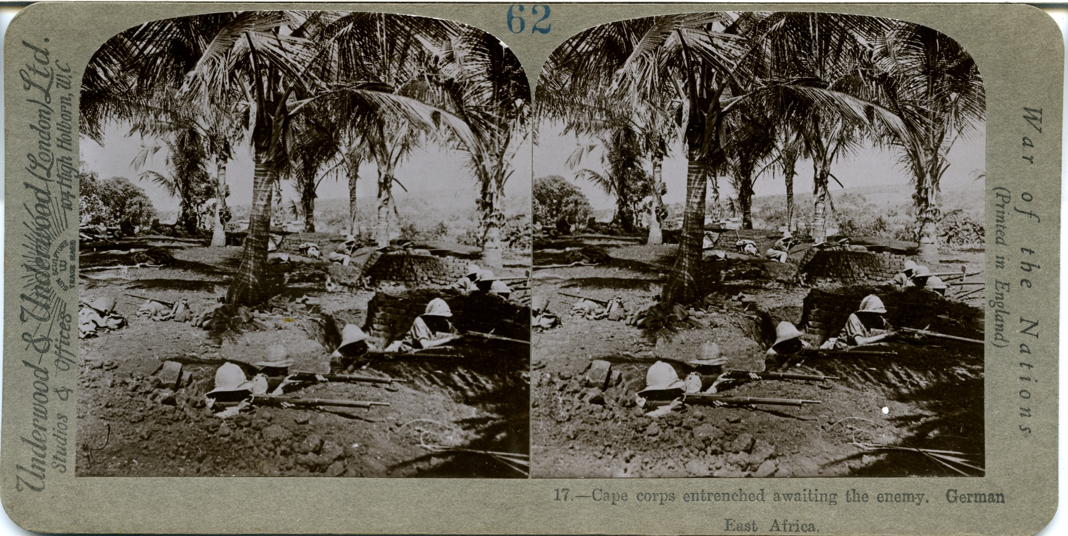 Cape corps entrenched awaiting the enemy. German East Africa