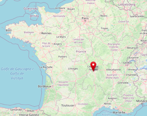 Location of the Puy de Dome in France (cc OpenStreetMap)