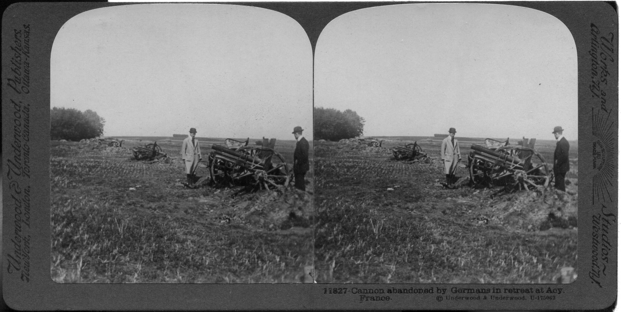 Cannon abandoned by Germans in retreat at Acy, France