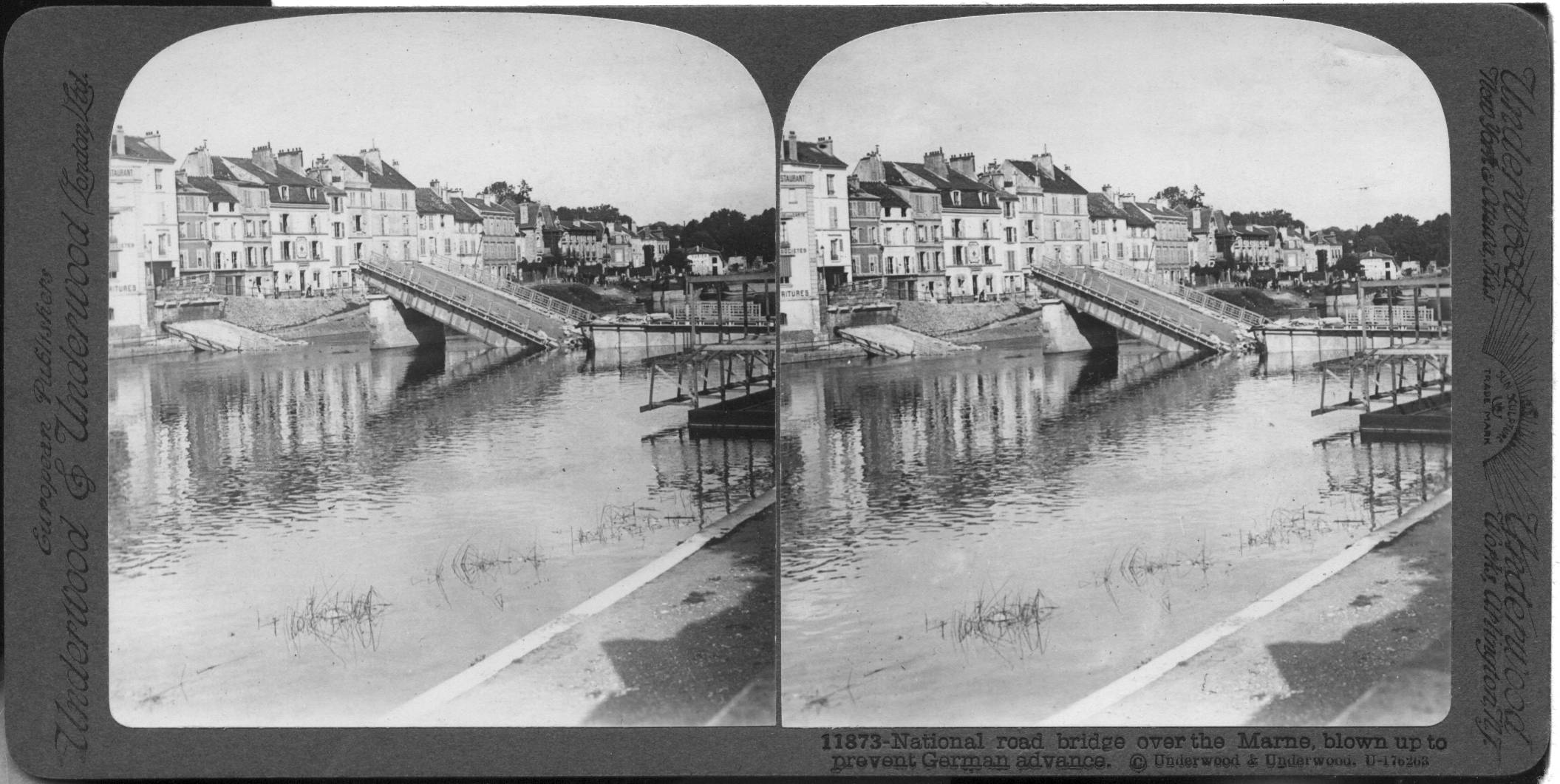 National road bridge over the Marne, blown up to prevent German advance