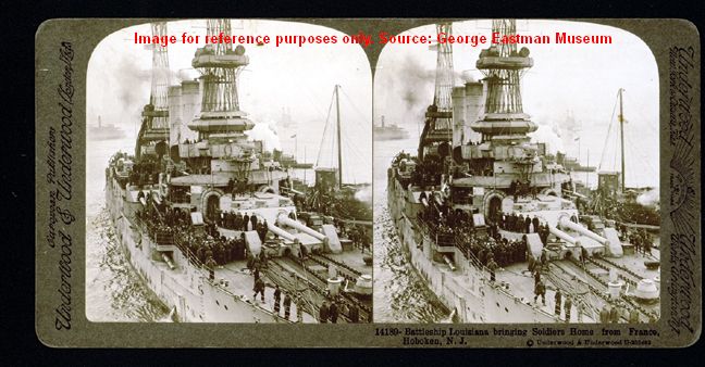 Battleship Louisiana bringing soldiers home from France, Hoboken, N.J.