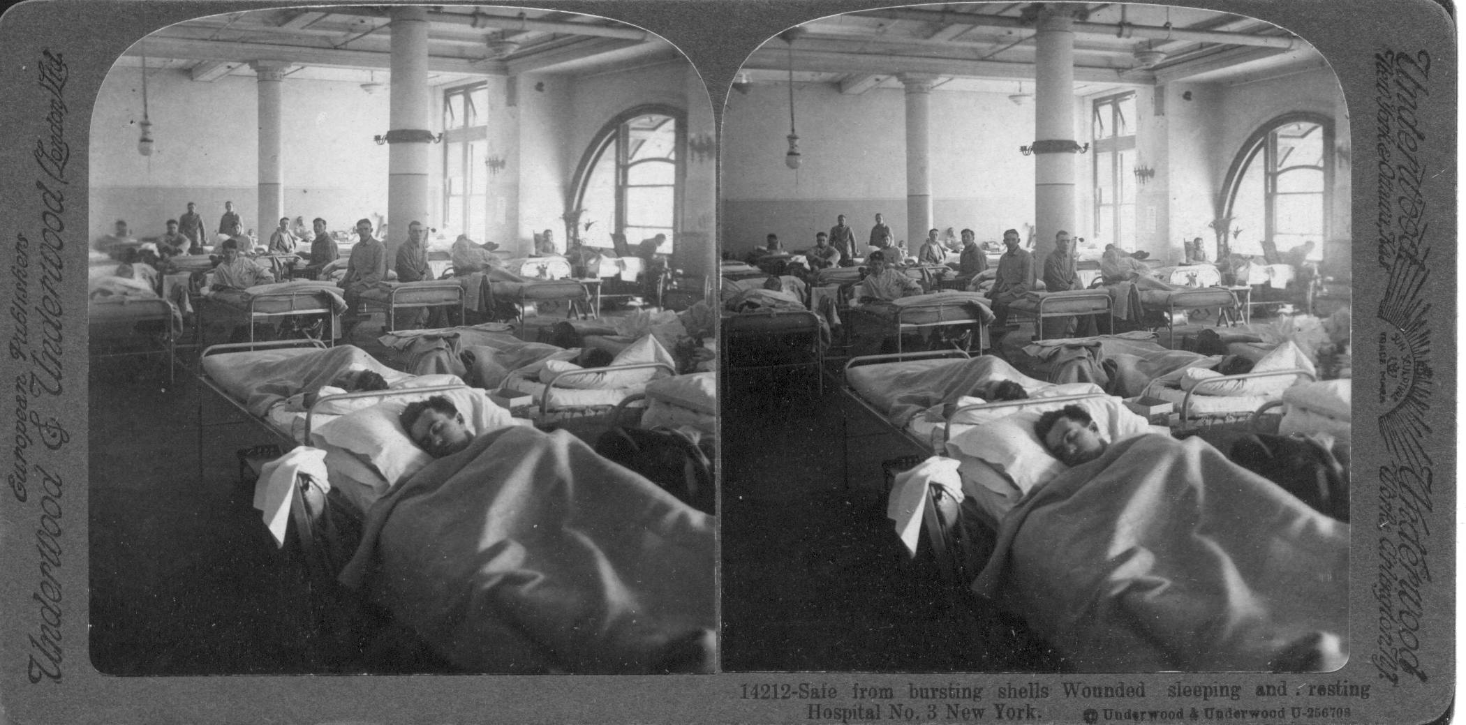 Safe from bursting shells Wounded sleeping and resting Hospital No. 3 New York
