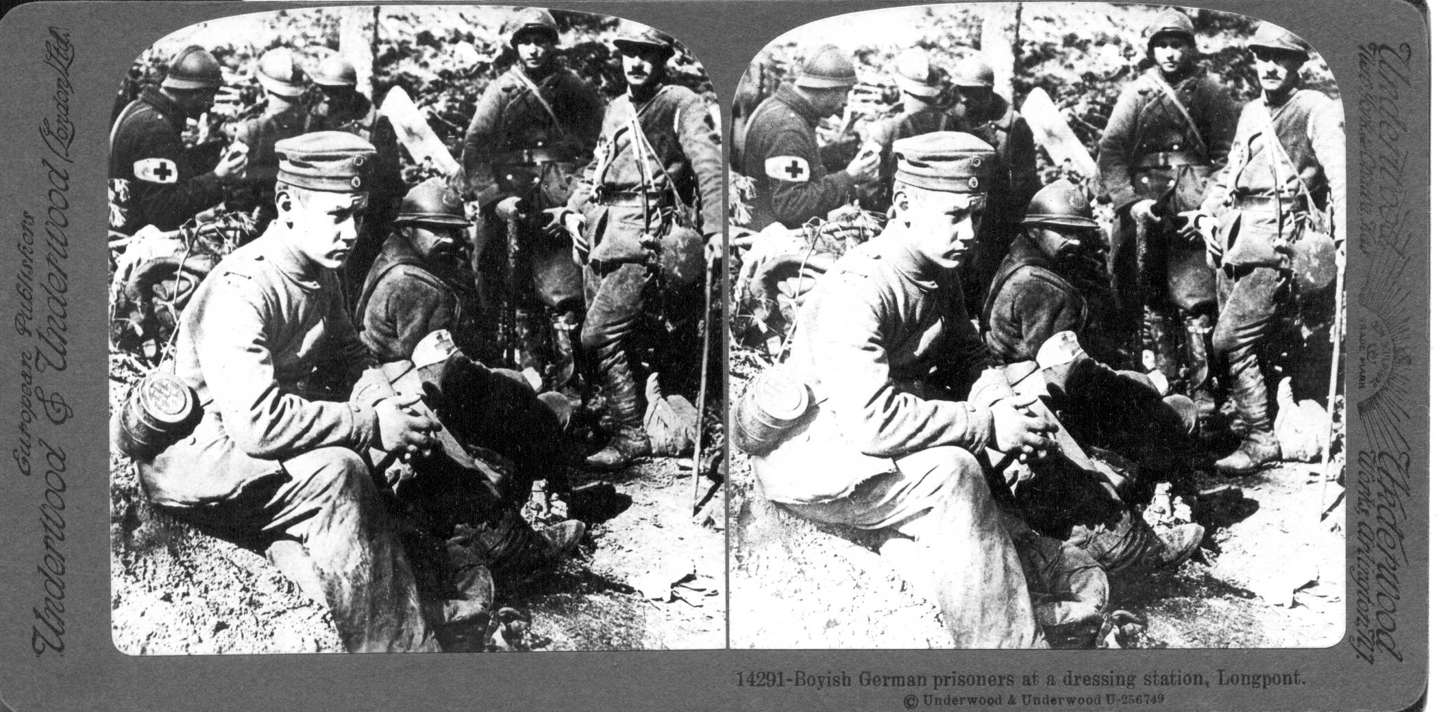 Boyish German prisoners at a dressing station, Longpont