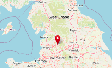 Location of Burnley, Lancashire (cc OpenStreetMap)