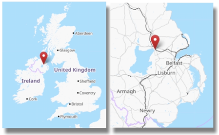 Location of Antrim in Ireland (cc OpenStreetMap)
