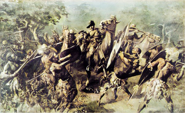 Contemporary representation of the Mome Gorge battle.