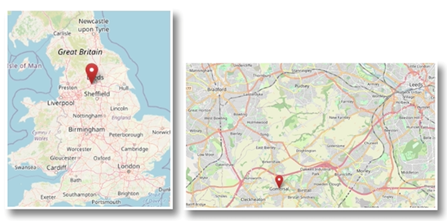 Gomersal, West Yorkshire in Great Britain (cc OpenStreetMap)