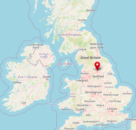 Leeds in Great Britain (cc OpenStreetMap)