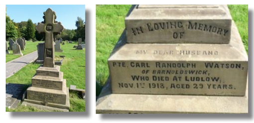 The gravestone of Carl Randolph Watson. Photographs by Mike Berrell for Find A Grave (c) 2021