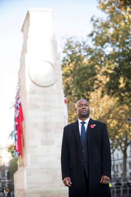 Actor Nick Bailey in front of the Cenotaph 11th November 2021