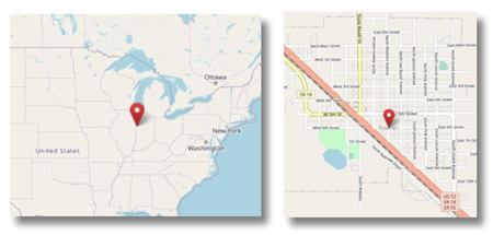 Location of Fowler, Benton County, Indiana in the US (cc OpenStreetMap)