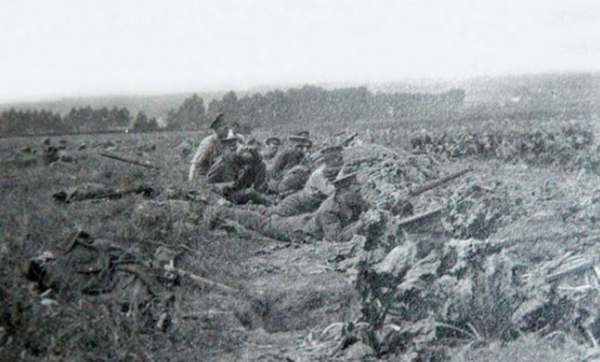 The 1st East Lancashire Regiment faced the enemy at Solesmes on 25 August 1914.