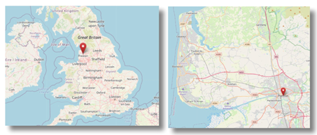 Preston in England's north west (cc OpenStreetMap)