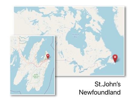 Location of St.John's, Newfoundland (cc OpenStreetMap)