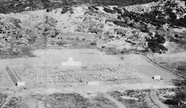 An aerial view of the 7th Field Ambulance Cemetery, Gallipoli, 1923.
