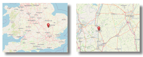 Location of Biggleswade, near Bedford in the east midlands of England (cc OpenStreetMap)