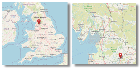 Location of Clitheroe, Lancashire in the north west of England (CC OpenStreetMap)