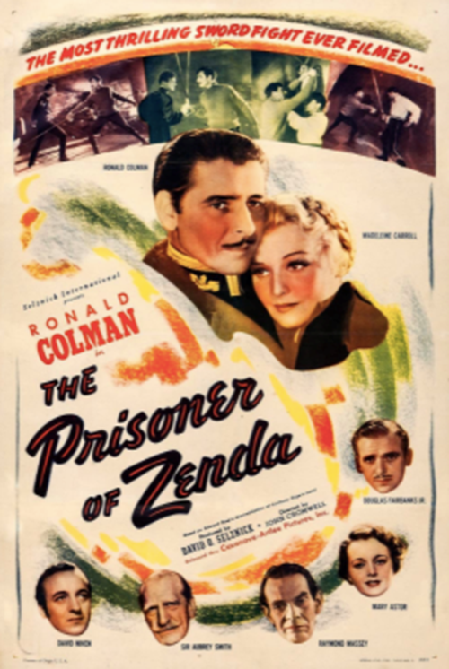 Ronald Colman starred in The Prisoner of Zenda. Poster from IMDb 2021