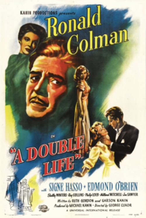 The film for which Ronald Colman won the best male actor Oscar in 1947 - "A Double Life" (Poster from IMDb 2021)