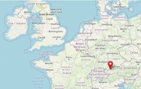 Location of Reutte, in what was then the Austrian Tyrol, now part of Italy (cc OpenStreetMap)