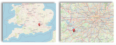 Location of Weybridge, Surrey in the South East of England (cc OpenStreetMap)