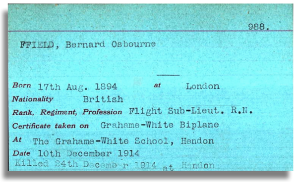 Royal Aero Club Aviator's Certificate (c) Ancestry 2021