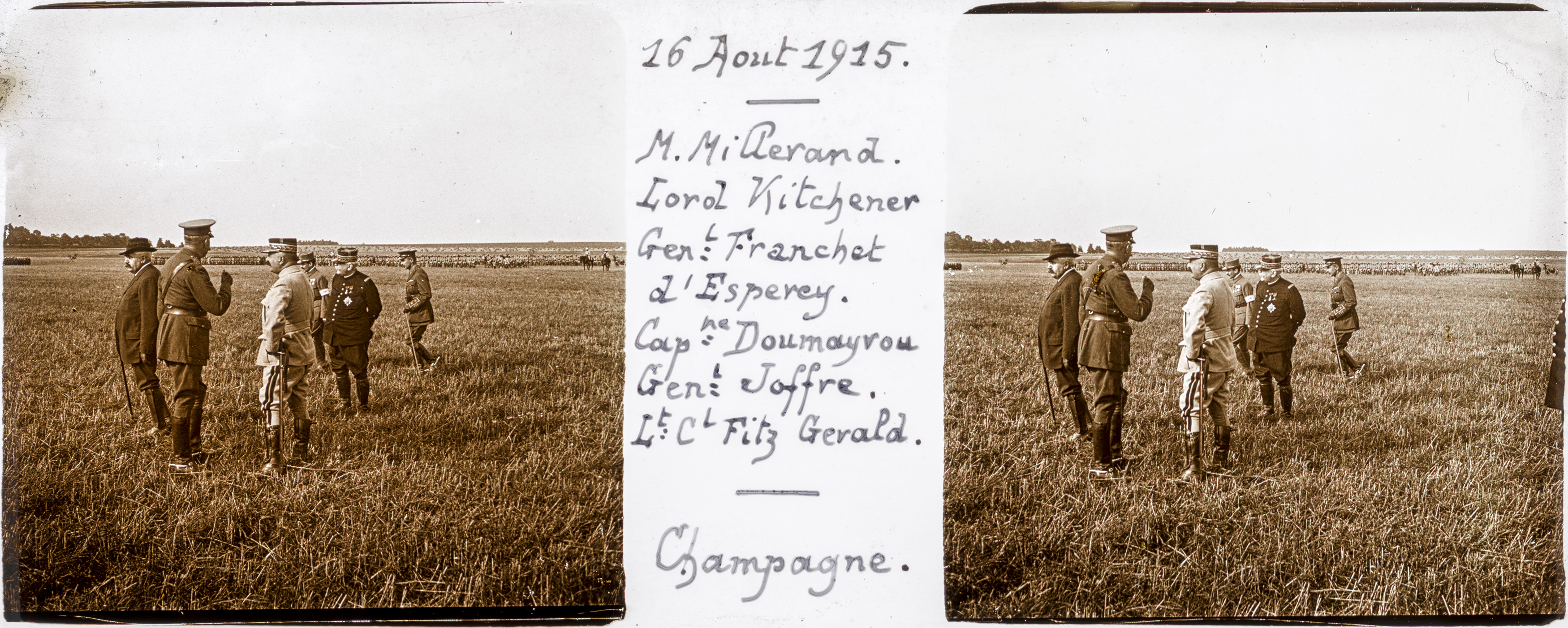 M.Millerand, Lord Kitchener, Général Franchet d'Esperey, Capn.Doumayrou, Général Joffre, Lt.Cl.Fitzgerald 