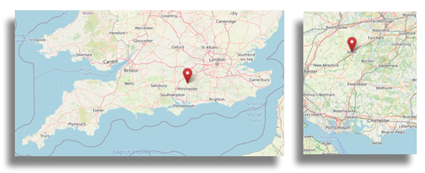 Location of Alton in Hampshire in the south of England (cc OpenStreetMap)