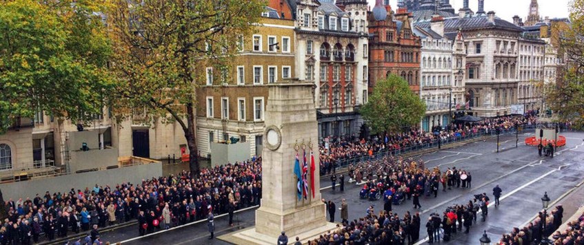 Notice of Service at The Cenotaph followed by a service at The Guards Chapel