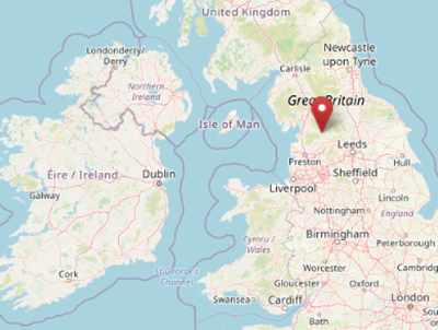 Location of Giggleswick in the north west of England (cc OpenStreetMap)