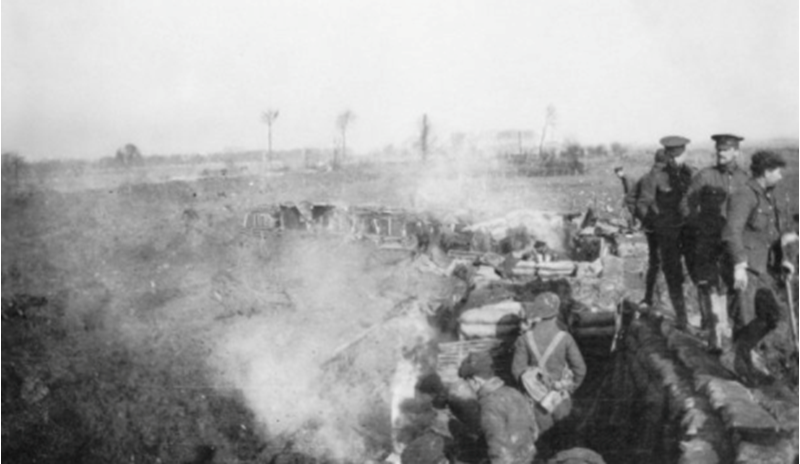 Men of the 1st Battalion, The Buffs at Bois-Grenier, winter 1914. Kent, its Regiments and the First World War.