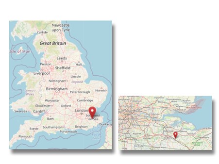 Location of Hollingbourne in Kent (cc OpenStreetMap)