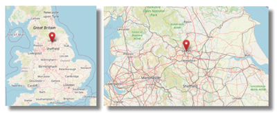 Location of Leeds in the north of England (cc OpenStreetMap)