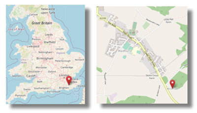 Location of Mosehum nr Wadhurst in East Sussex (cc OpenStreetMap)