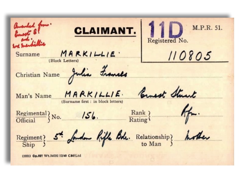 Pension Card from The Western Front Association digital archive on Fold3 by Ancestry