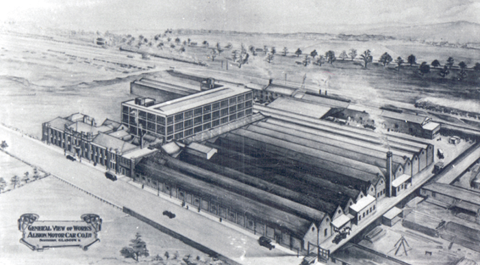 A view of the Albion Motor Car Co works in Scotstoun, 1914.