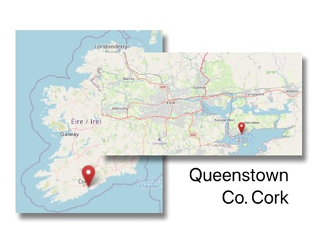 Location of Queenstown, Co. Cork (cc OpenStreetMap)