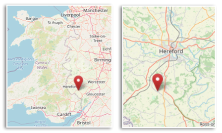 Location of Much Dewchurch, Herefordshire (cc OpenStreetMap)