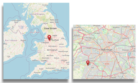 Location of Ashton-upon-Mersey in the north west of England (cc OpenStreetMap)
