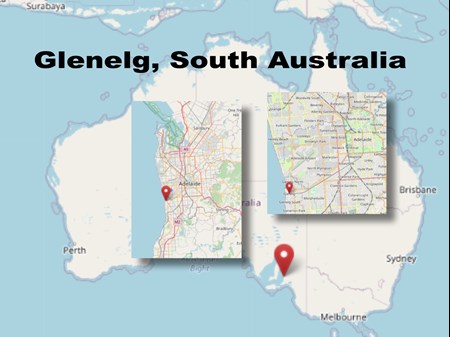Location of Glenelg, nr Adelaide, south Australia (cc OpenStreetMap)