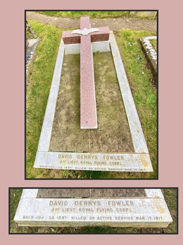Gravestone to David Dennys Fowler in St.Margaret's Church, Rottingdean