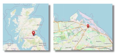 Location of Leith, southern Scotland (cc OpenStreetMaps)