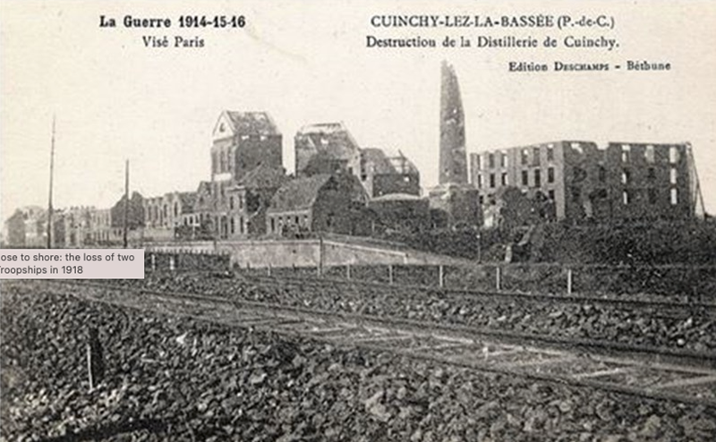 The ruins of the distillery at Cuinchy, early in the war.
