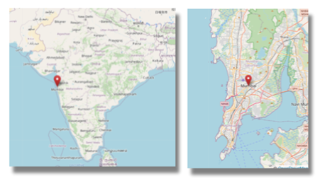 Location of Mumbai (formerly Bombay) on India's west coast (cc OpenStreetMap)