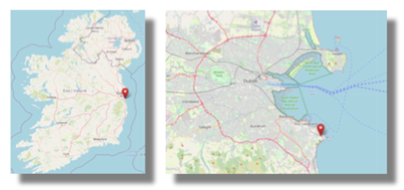 Location of Dalkey, outside Dublin in Ireland (cc OpenStreetMap)