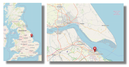 Location of Grimsby on England's east coast (cc OpenStreetMap)