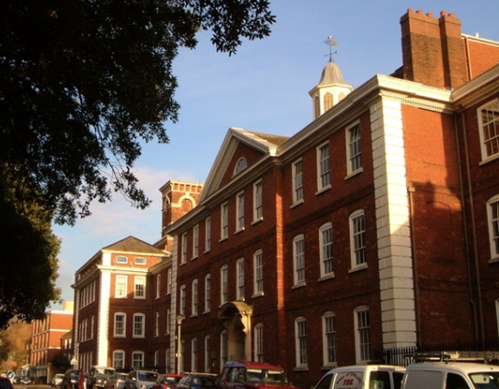 The original site of the Royal Devon and Exeter Hospital in Southernhay