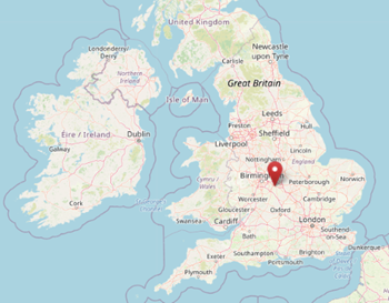 Location of Aston in Warwickshire (cc OpenStreetMap)